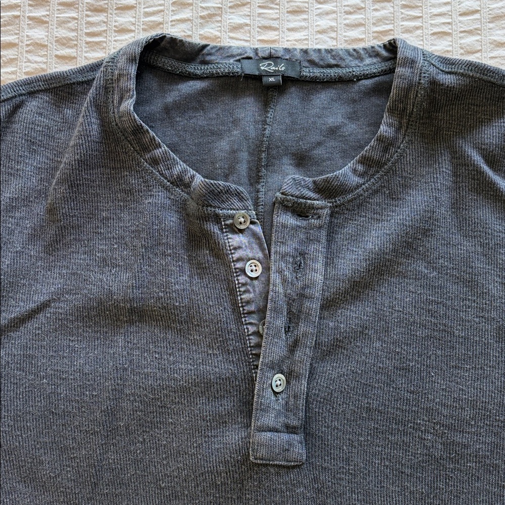 Rails Charcoal Long Sleeve Henley Shirt